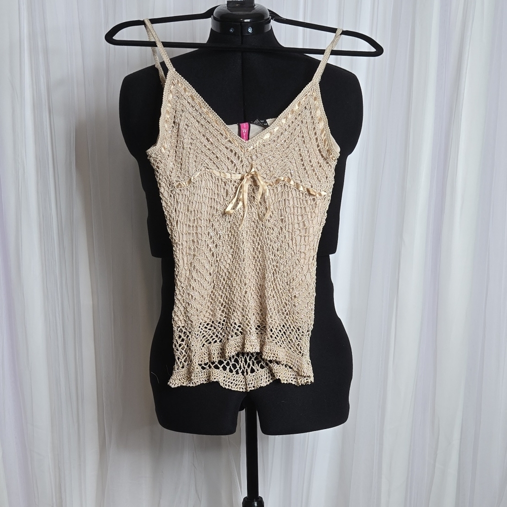 Elegant Cream Crochet Women's Top